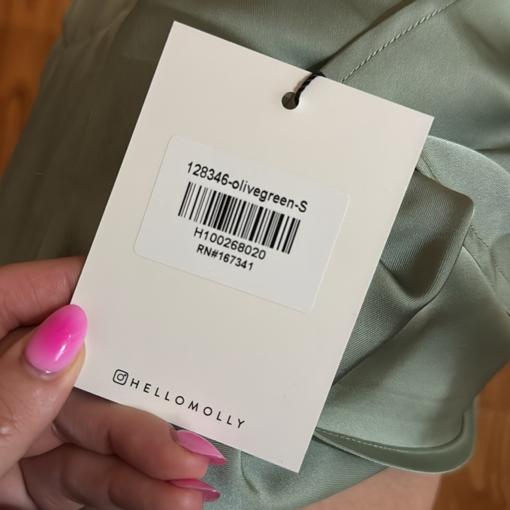 Eden Essence Satin Top Olive - Hello Molly NWT size small - Picture 7 of 7
